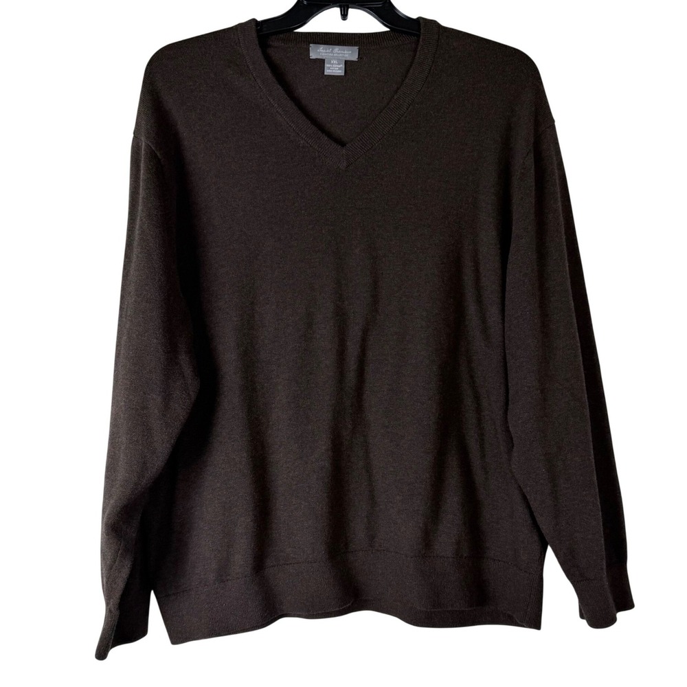 Daniel Cremieux‎ Men's 100% Supima Cotton Sweater Brown XXL V Neck Long Sleeve